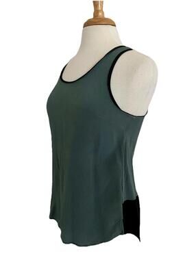 MAEVE by Anthropologie Green Black Color Block Silk Sleeveless Blouse Top Tank 4